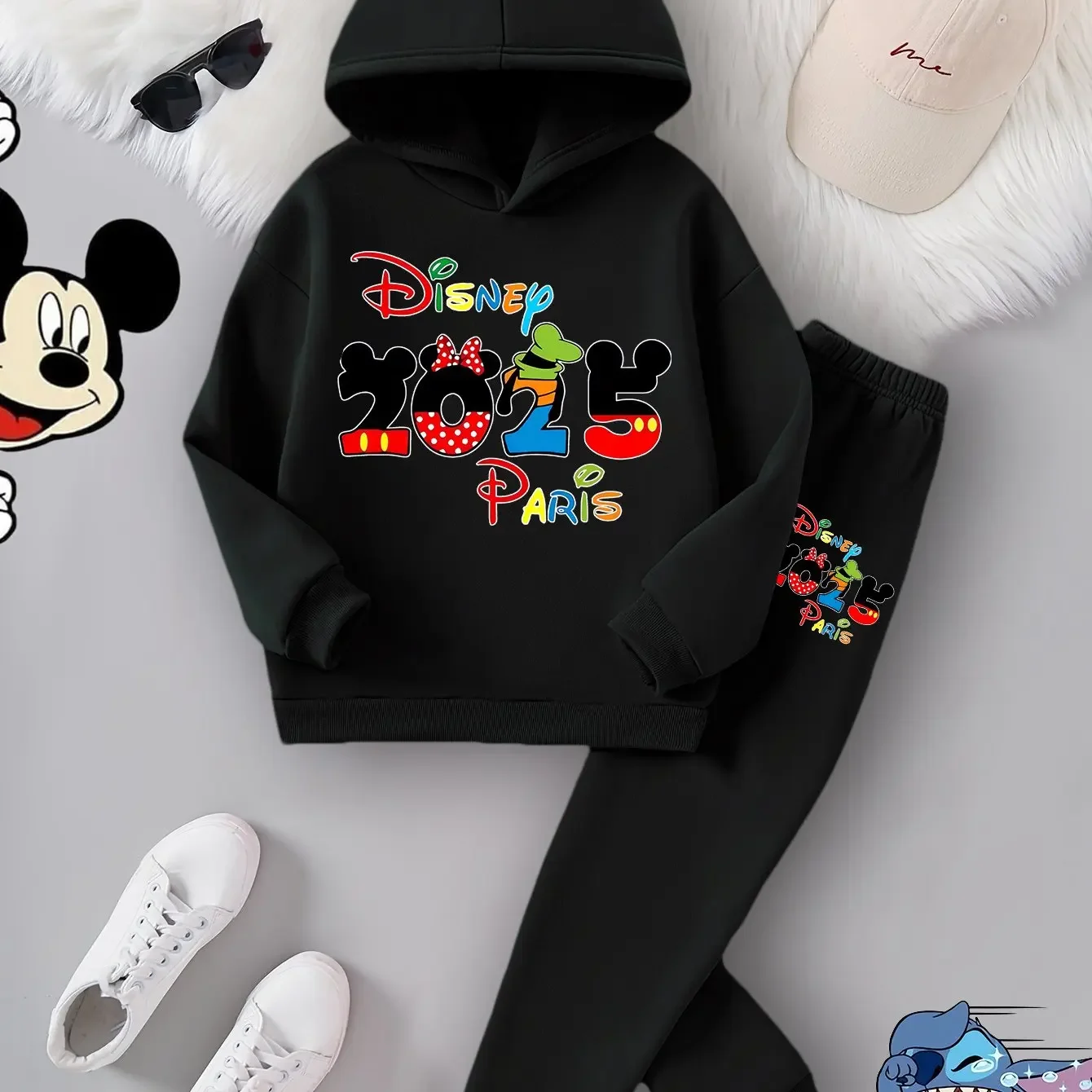 

Disney Official Girls' Two-Piece Long Sleeve and Pants Set, Simple Disney Print, Autumn, Winter New Hoodie Perfect Holiday Gift