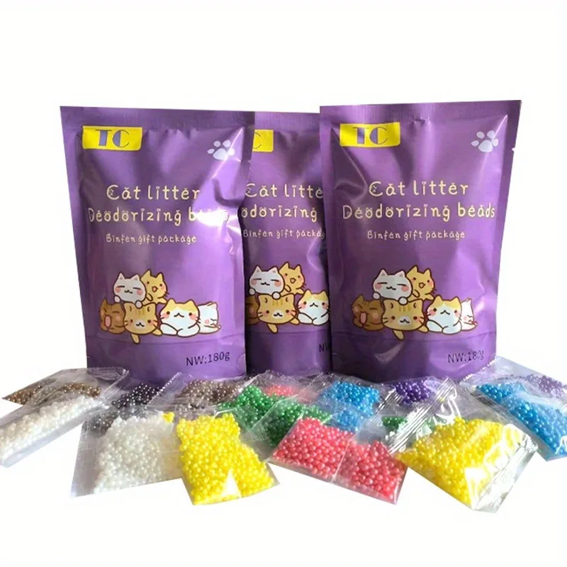 1pc Premium Cat Litter Deodorizing Beads Set - 18 Wrapped Pouches 9 Fragrances Silica Gel, Effective Odor Control ﻿