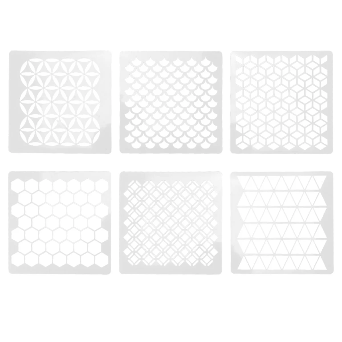 แม่แบบภาพวาดลายฉลุเรขาคณิตภาพวาดติดผนังรังผึ้งภาพวาดดอกไม้พลาสติกแมนดาลาแบบใช้ซ้ำได้