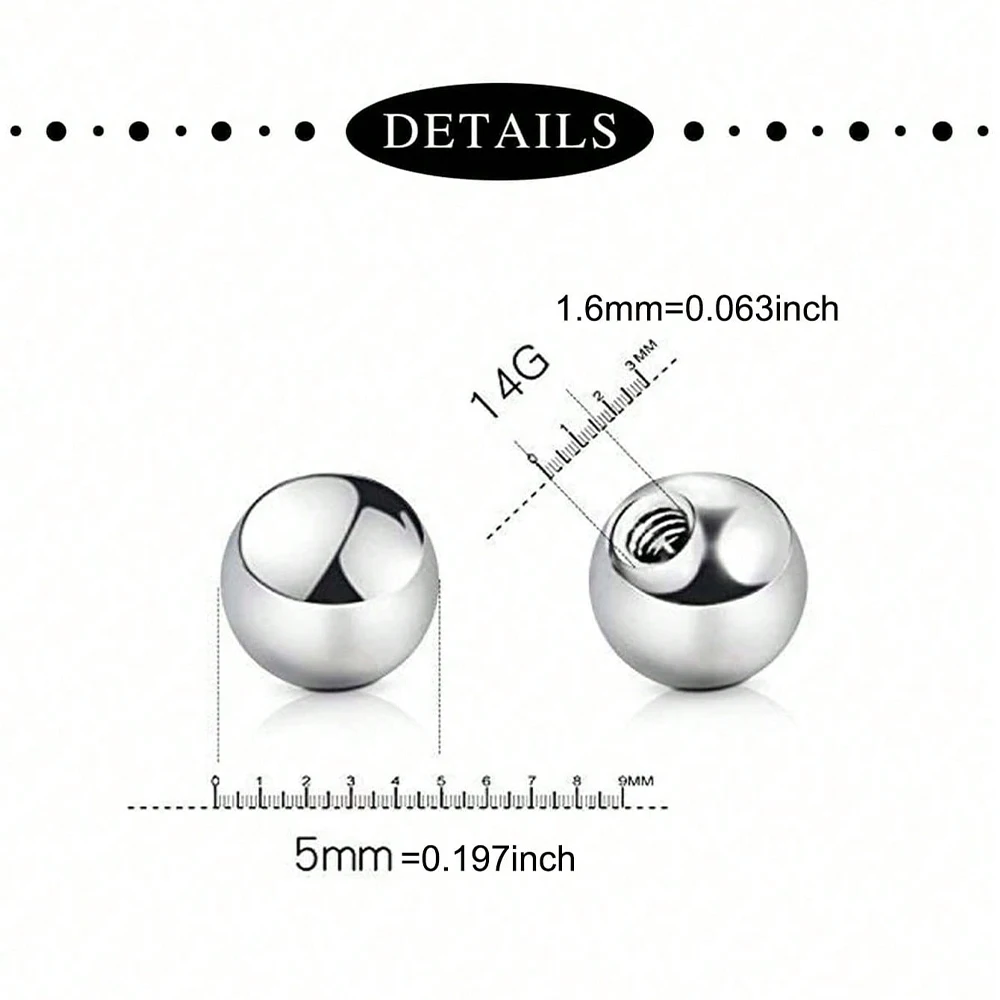 12pcs Set, Includes 10pcs 304 Stainless Steel Replacement Balls And Cubic Zirconia, 1pc Sticker, 1pc Tweezers