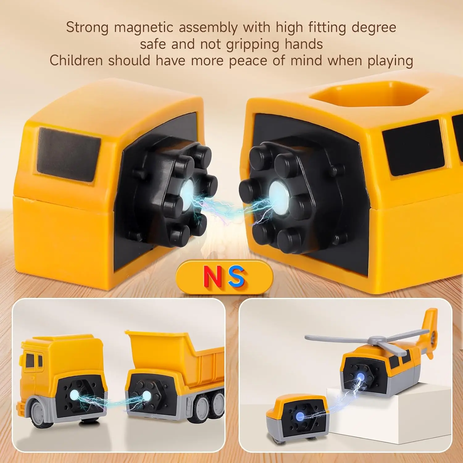 Magnetic Transform Engineering Car Converting Robot Assembled Toys Set with Storage Box DIY Assembled Educational Creativity Puz