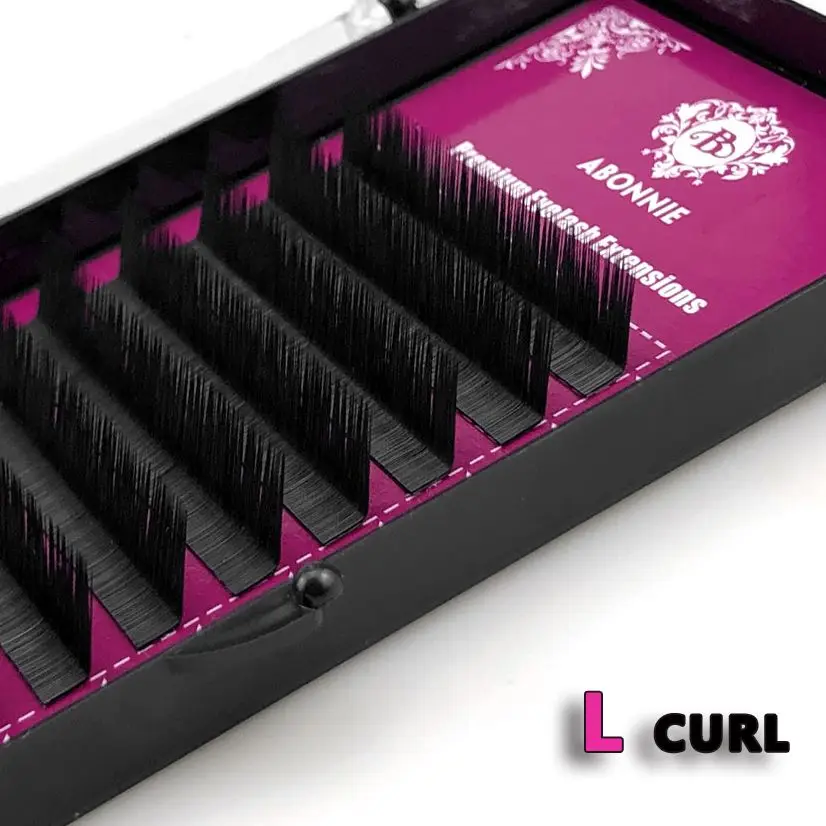 Abonnie L Curl-extensiones de pestañas individuales clásicas, voluminosas y esponjosas, suministro de todas las tallas, Cilios L