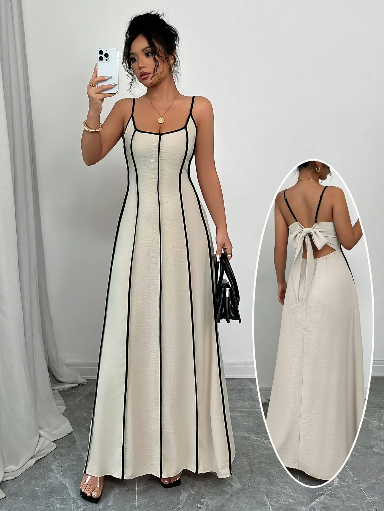 Abiti per le donne Nuovo cinturino per spaghetti Slim Sexy Women Dress Backless Lace-up A-LINE Dress Women Vestidos De Verano Mujer Q1865