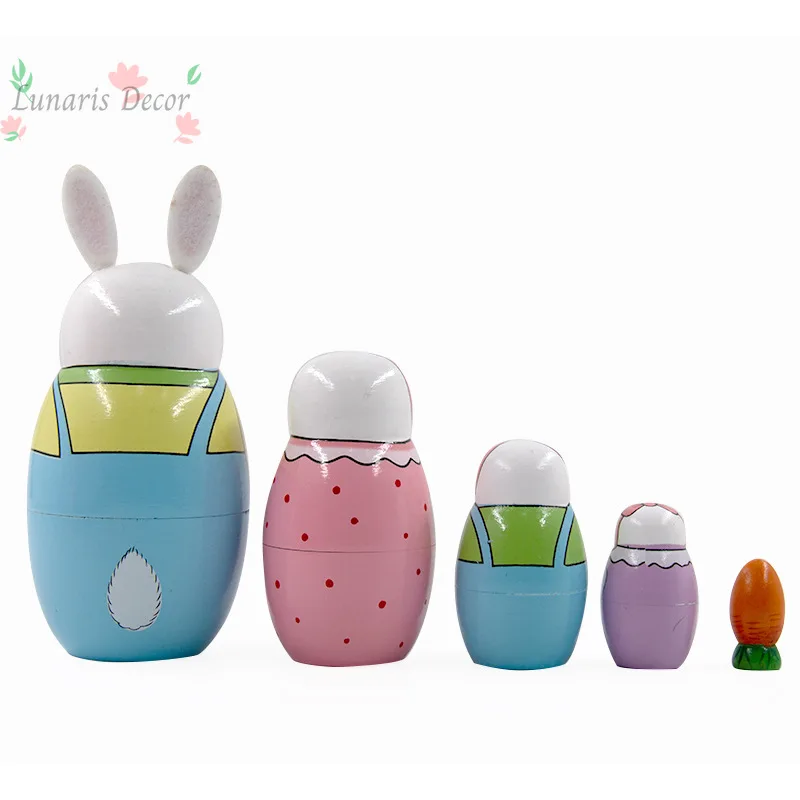 Easter five-layer rabbit set, wooden crafts 5 children's day gifts toys