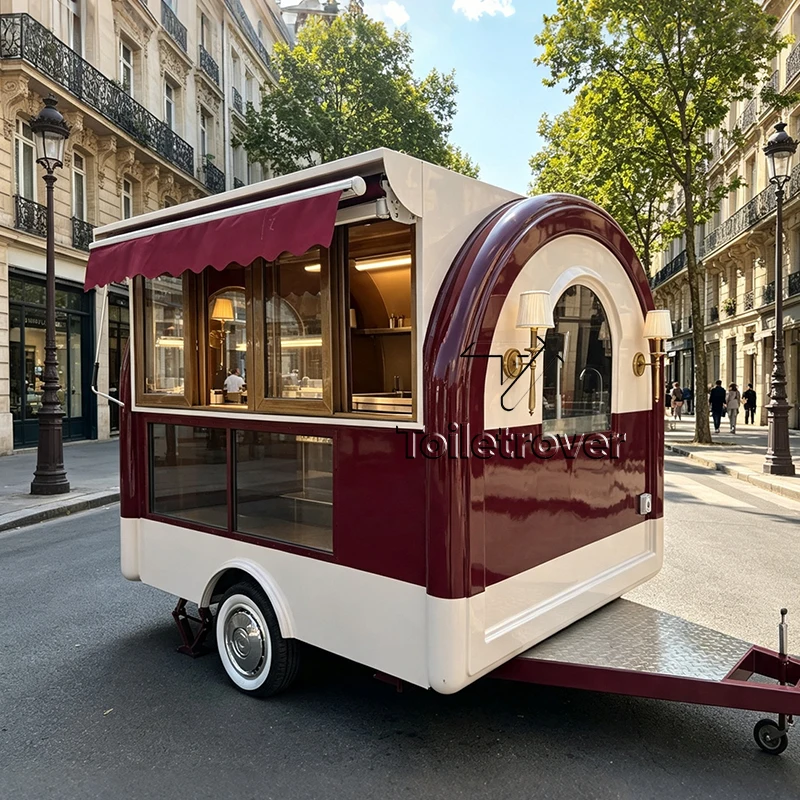 Cheap Mini Food Cart Truck Vintage Outdoor Mobile Food Trailer with Awning Dessert Pancake Fast Food Trailer for Sale