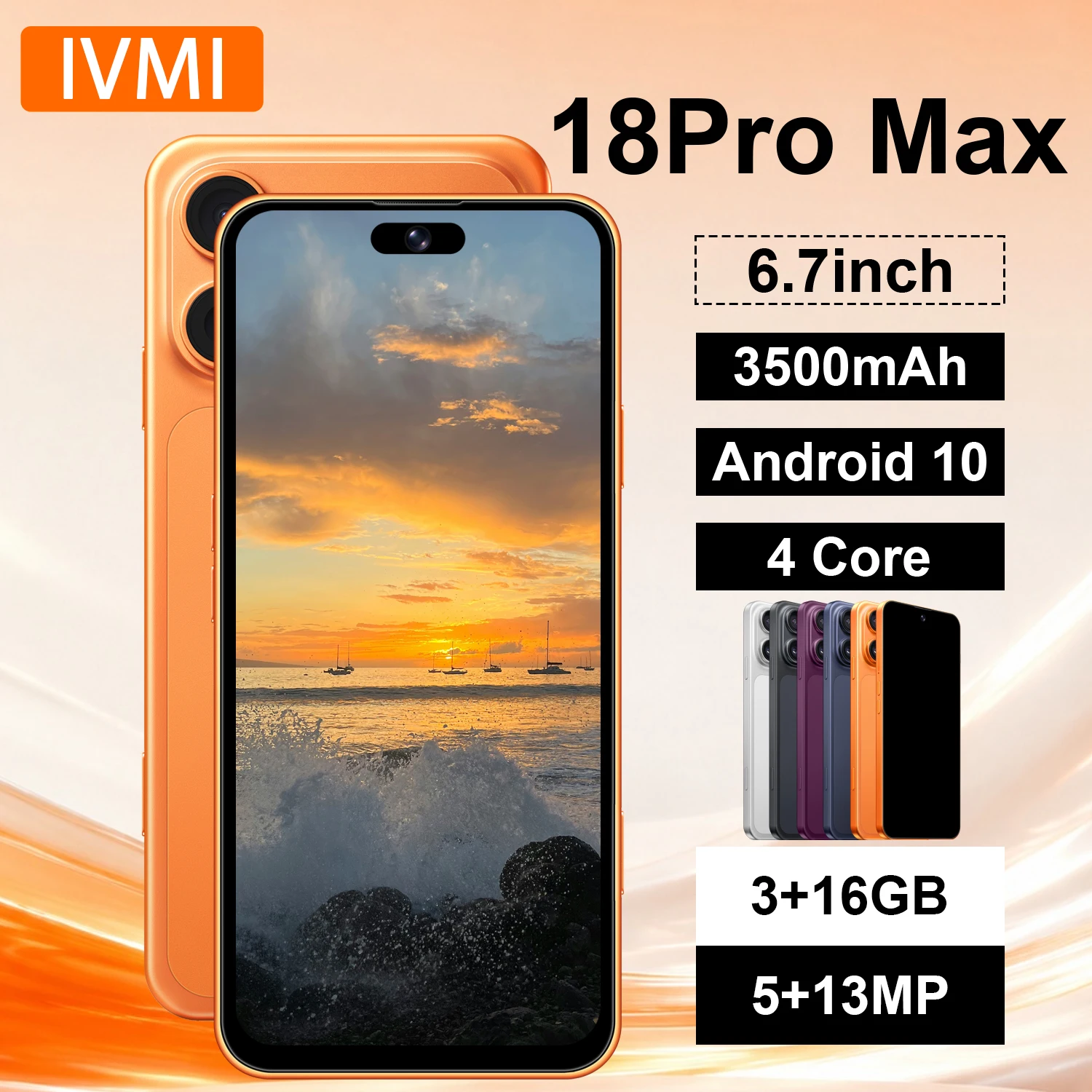 IVMI Unlocked Global Version 18Pro Max Smartphone 3GB+16GB 6.7