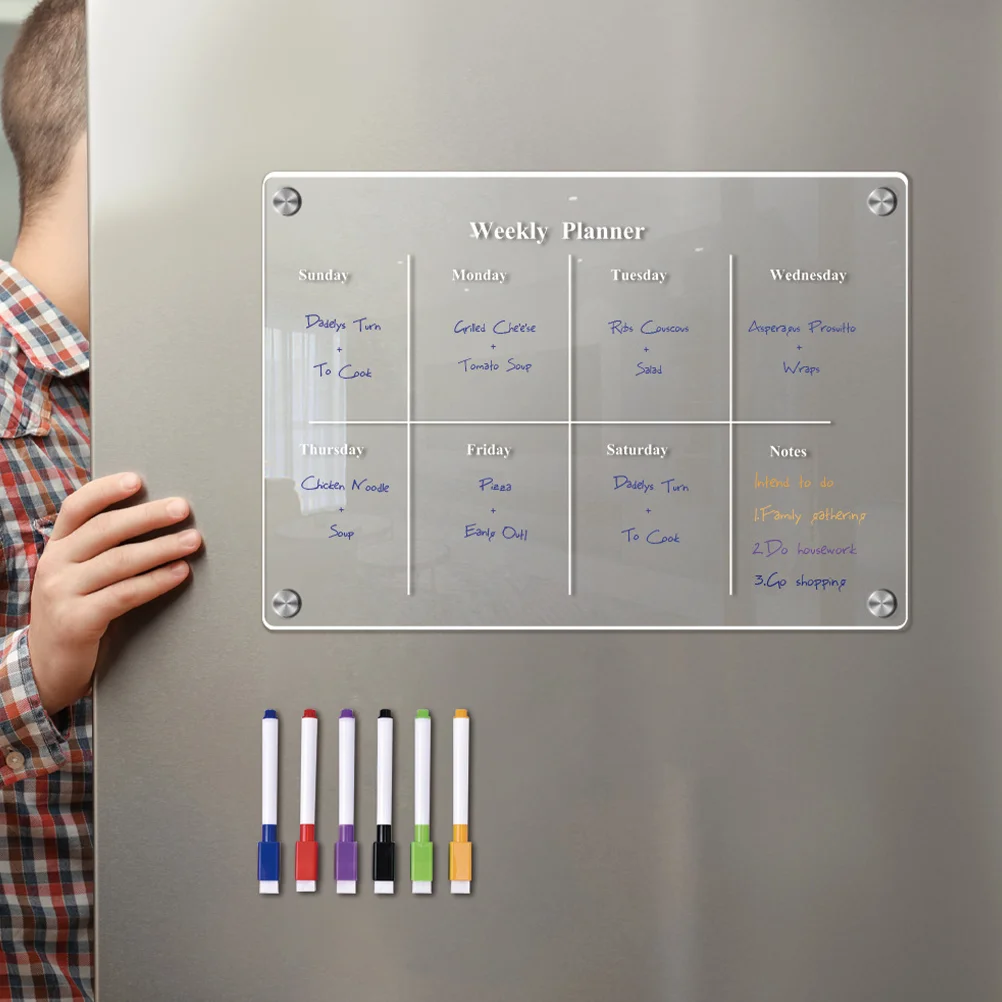 

Magnetic Refrigerator Planning Whiteboard Transparent Clear Blank Dry Erase Meal Acrylic