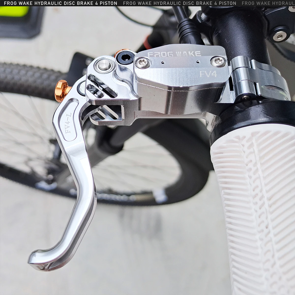 Frog Wake FV4-L Mountainbike-Hydraulik-Scheibenbremsen-Set mit 180 mm Rotoren, Aluminium, 4 Kolben, Öldruck-Bremssättel, Radialhebel – Detail 7