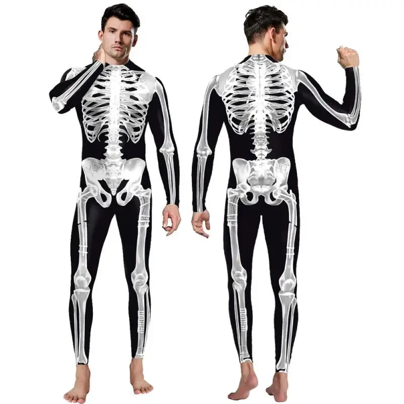 

Halloween White Skeleton Sets Role Play Sexy Couple Tights Funny Carnival Party Bodysuit Black Blue Festival Costume Jumpsuits