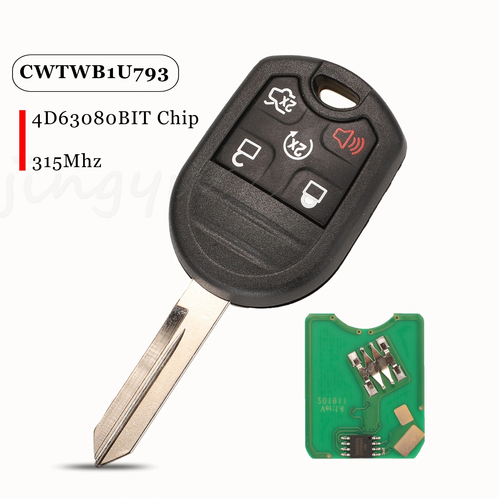 jingyuqin For Ford Expedition Explorer Taurus Flex 5Buttons Smart Remote Car Key Fob 315Mhz 4D63-80Bit FCCid: CWTWB1U793