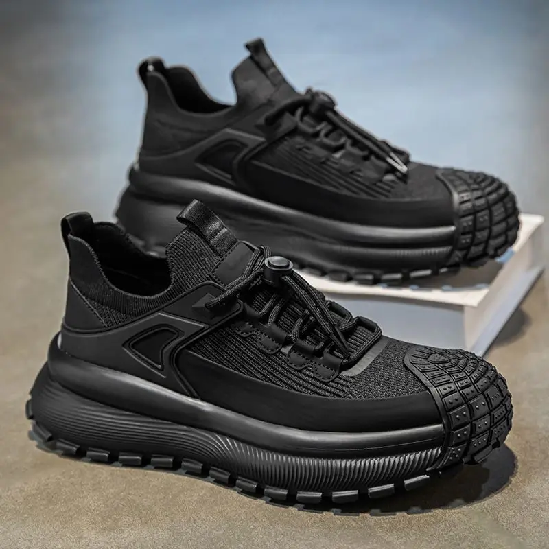 New Lace Classic Sneakers High Quality Versatile Men's Casual Shoes Thick soled Height Boosting Outdoor Sports Running Shoes