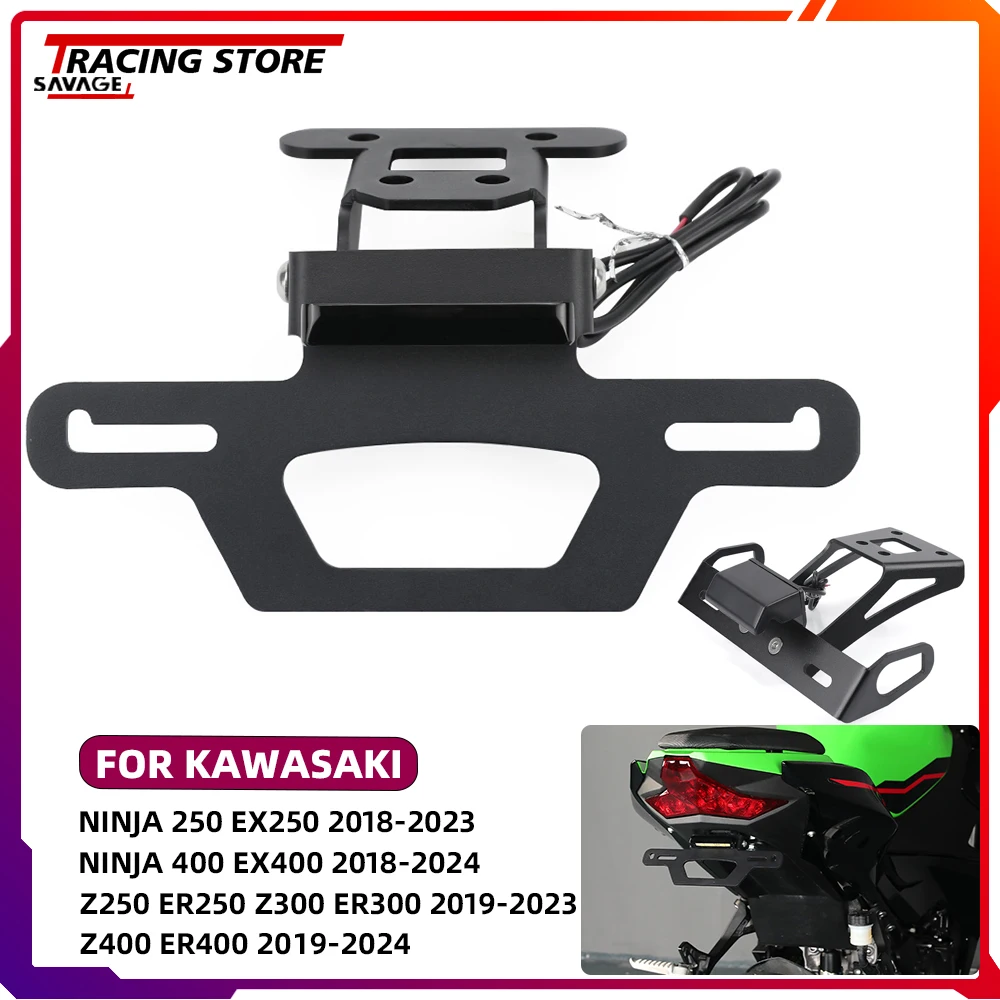 

2024 Foldable AdjustableTail Fender Eliminator For Kawasaki Ninja Z250 Z300 Z400 Motorcycle License Plate Bracket Accessories