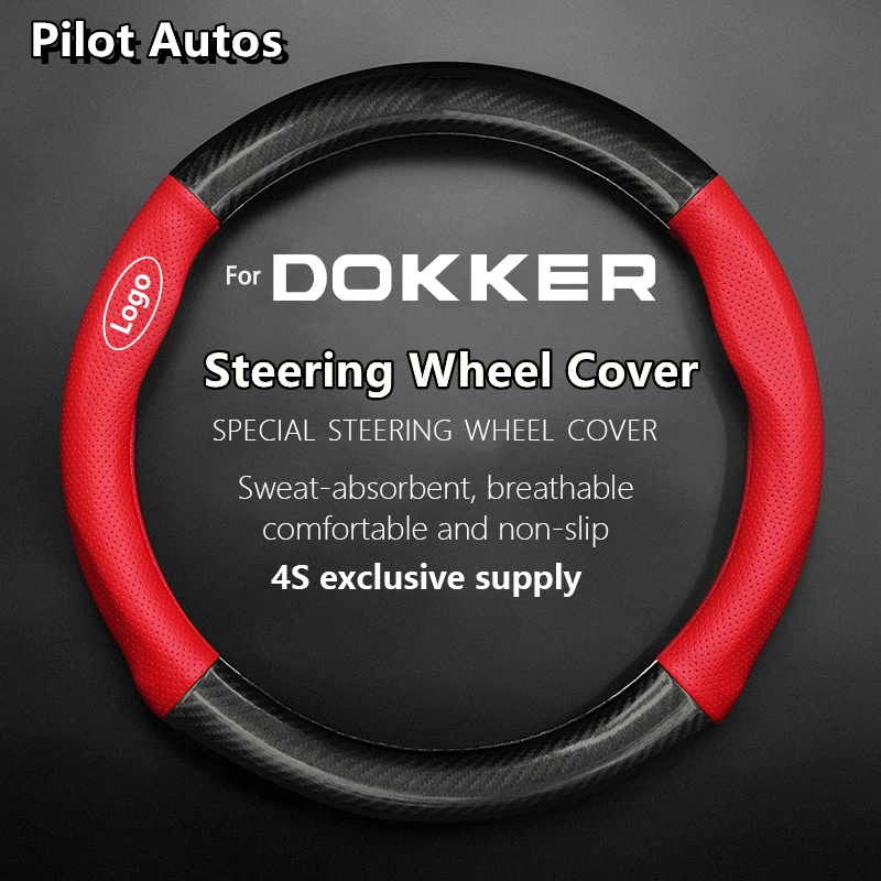 For DACIA For Dokker Steering Wheel Cover Genuine Leather Carbon Fiber Summer Winter Women Man