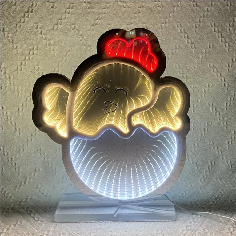 Serce 3d LED nieskończony znak lustrzany pulpit dwustronne świecące lustro akrylowe światło neonowe otchłań dekoracja lustrzana wystrój sypialni