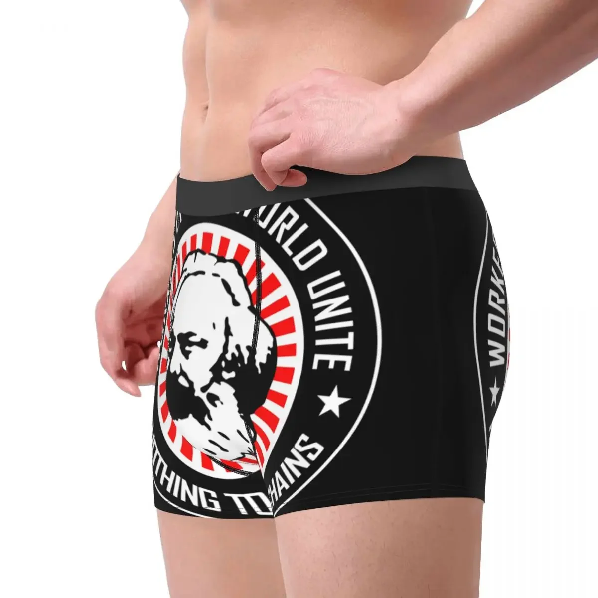 Hot Boxer Shorts Panties Men Workers Unite Underwear Marxism Socialism Polyester Underpants for Male S-XXL