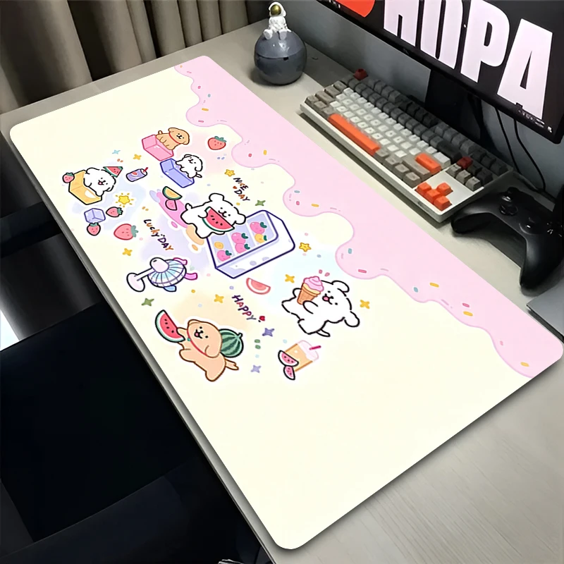 Mouse Pad Cute Line Puppy Large Desk Mat Office Laptop Gamer Carpet kawaii Computer Mouse Mat Non-Slip Extended Gaming Mousepads