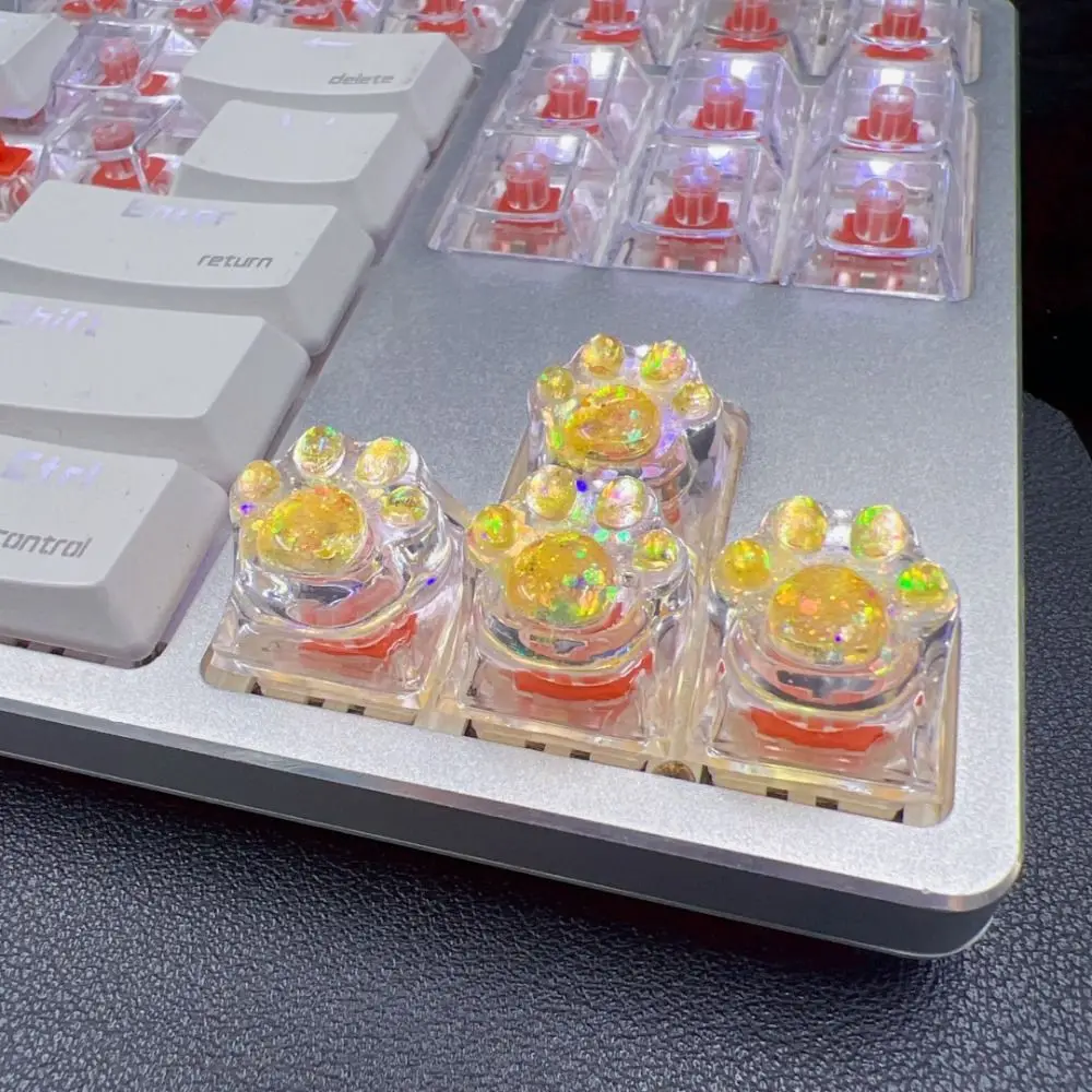 Transparent Cat's Paw Shaped Keycaps Cute OEM R4 Height Cat's Paw Keyboard Cap 3D Little Key Mechanical Keyboard Keycap