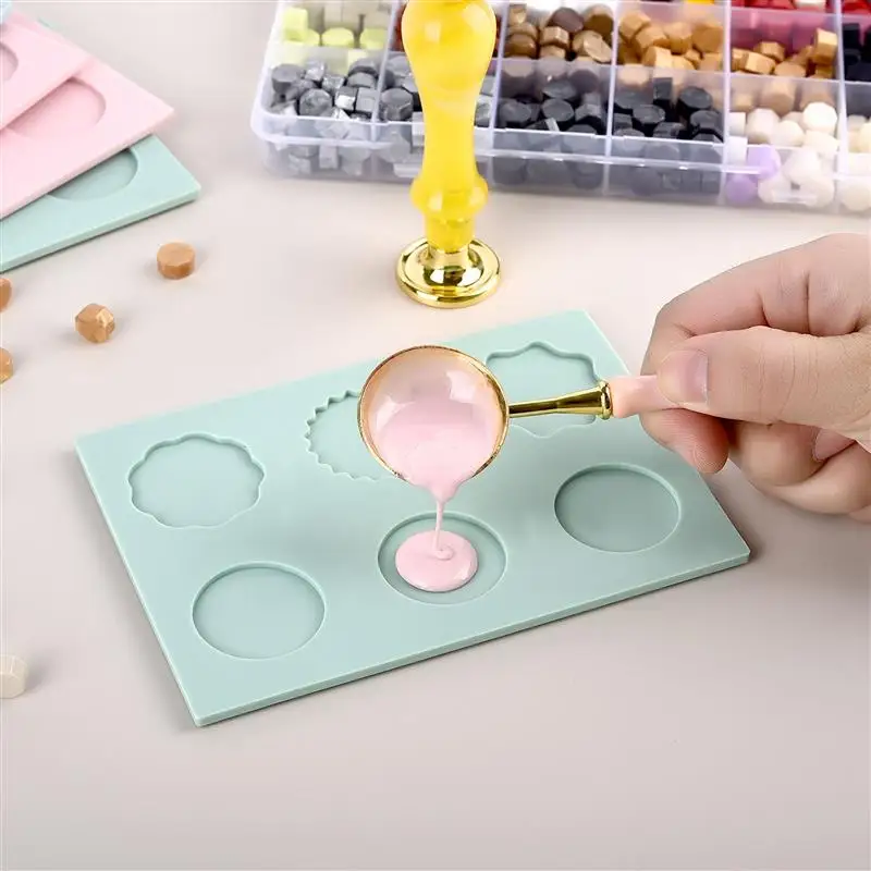 Wax Seal Stamp Mold Silicone Pad Fire Paint Mats Sealing Stamps Fixed Shapes Cavity Wax Sealing Mat Envelope Invitation Tools