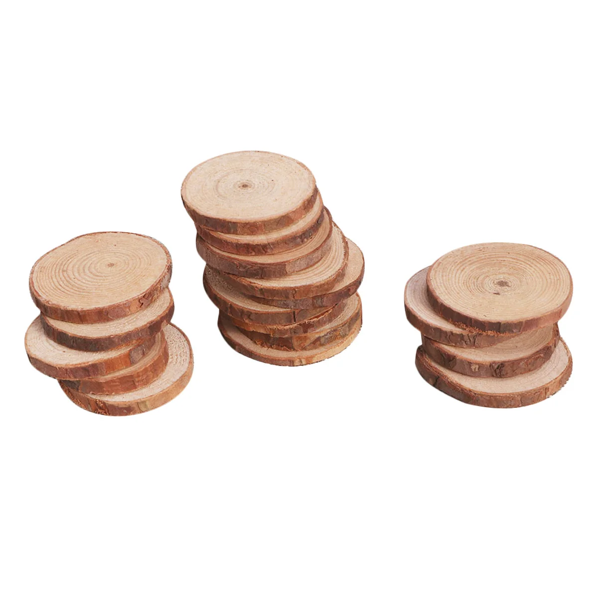 

30Pcs Natural Wood Log Slices Polished Round Discs with Bark Edge Perfect for DIY Crafts Wedding Decorations Mini Wood Discs