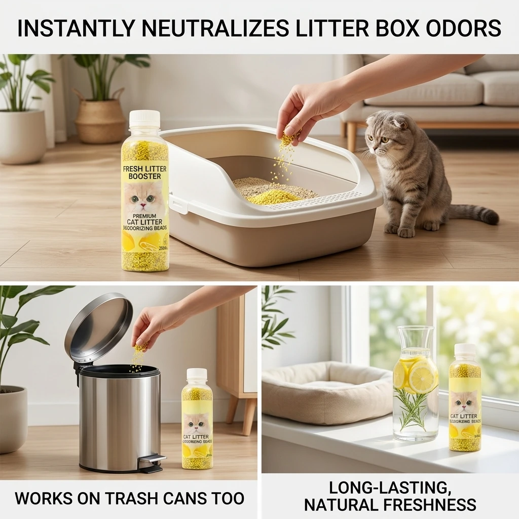 Cat Litter Deodorant Beads Odor Neutralizing Lemon Fragrance Powerful Litter Box Odor Elimination Cat Litter Additives