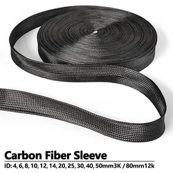 Carbon Fibre Tubing 2MM-40MM High Temperature Resistant Braided Mesh Tubing Wire Sleeve High Strength Protection Sleeve