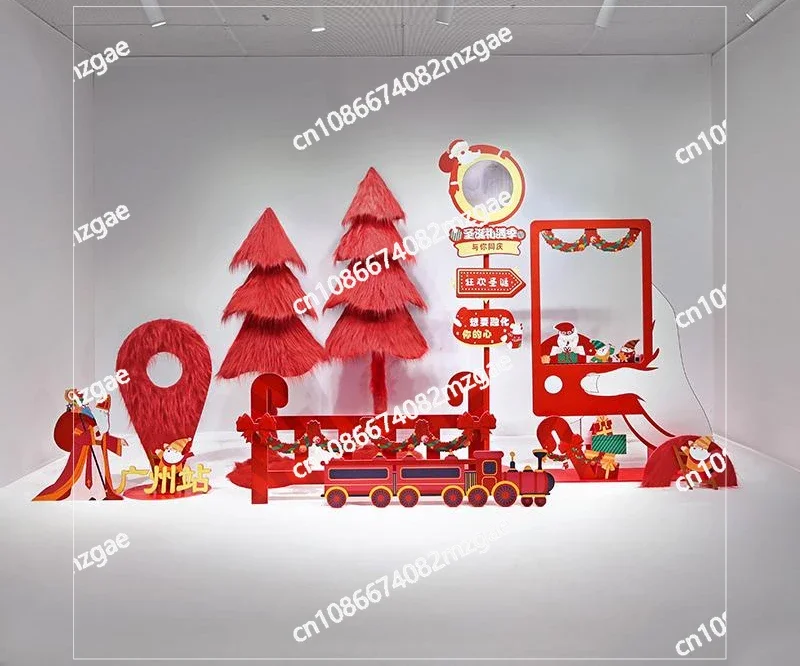 Christmas Beautiful Red Plush Christmas Tree Props, Shop Window Decoration DP Point Scene Arrangement