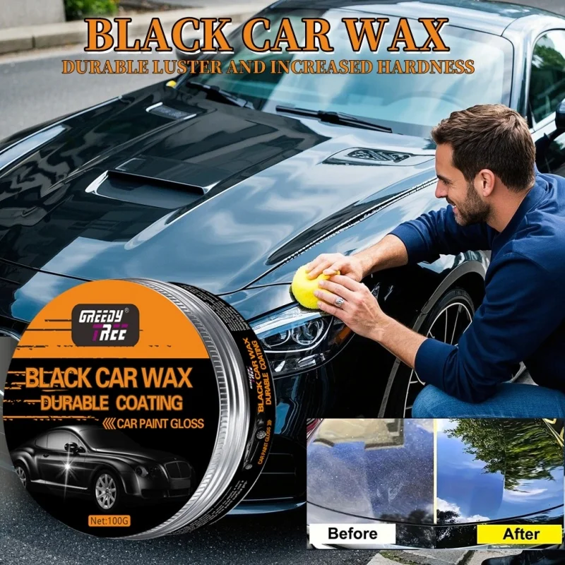 

Автомобильное восковое покрытие с кристаллами - водонепроницаемое и гидрофобное покрытие для улучшенного глянца и защиты, черный автомобильный полировальный воск