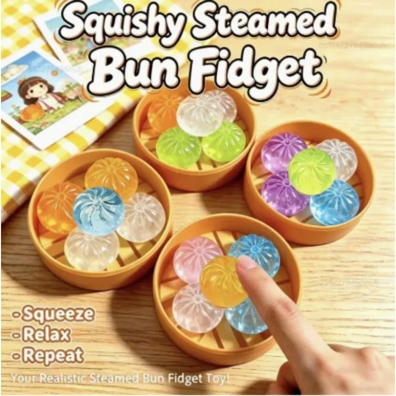 New Mini Crystal Bun Squeezing Le Can Squeeze Soft Stress Relieving Transparent Soft Candy Texture Sensory Stress Relieving Toy
