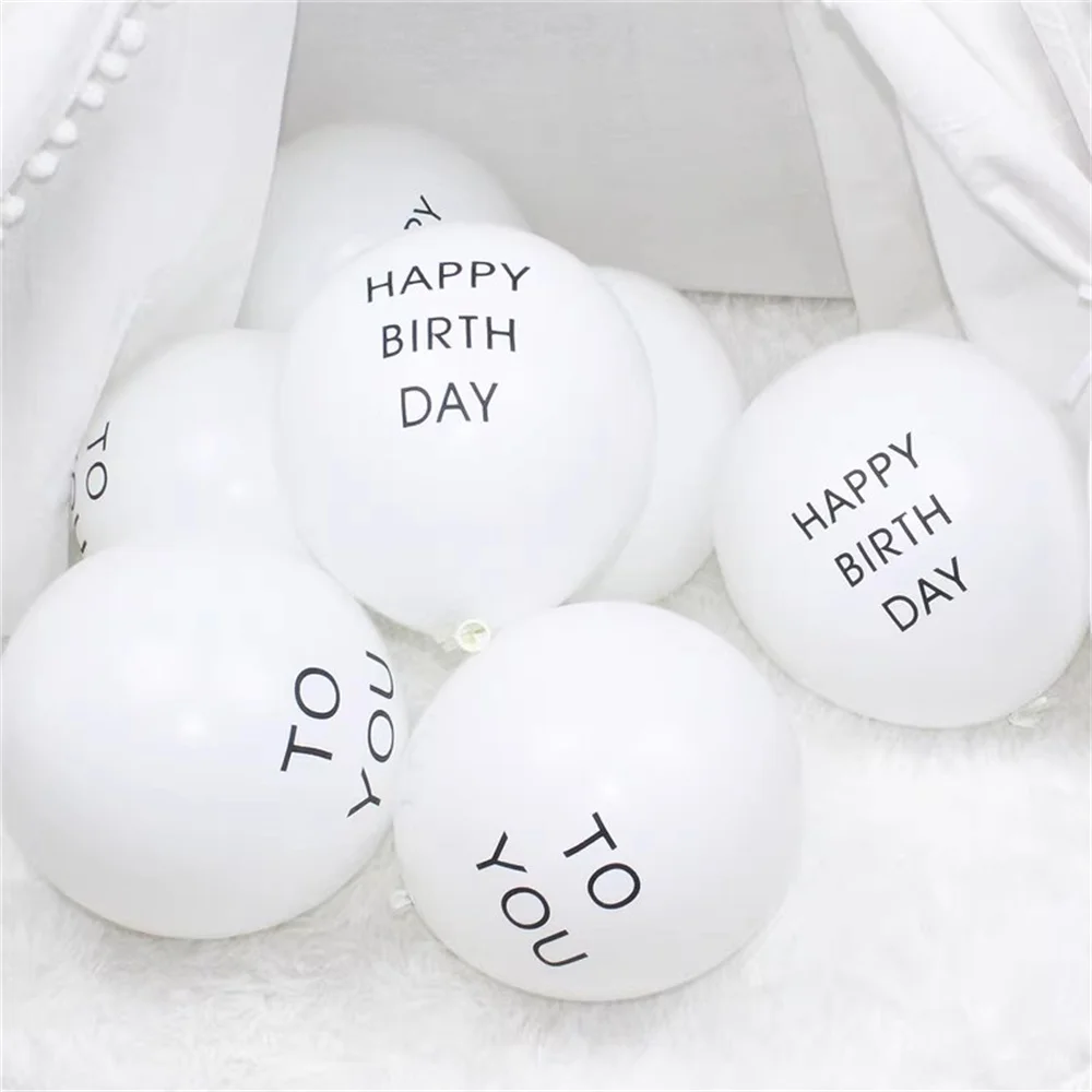 10/20/30Pcs 10inch Happy Birthday To You Letter Latex Balloons Set White Air Helium Balloon Kids 1st Birthday Party Decor Globos