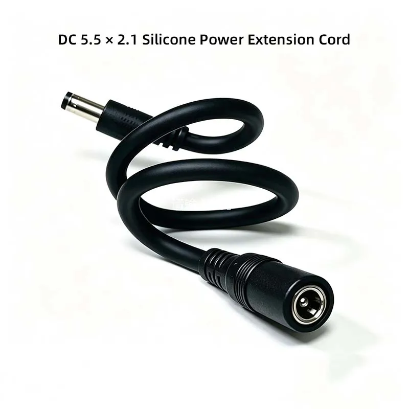 2PCS DC5.5*2.1 Silicone Power Extension Cable Male to Female, High & Low Temperature Resistant DC5521 Power Cord
