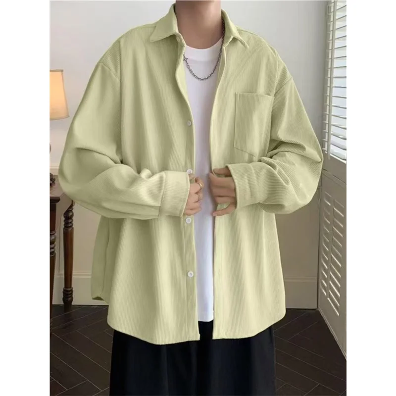 ゆったりとしたロングスリーブ メンズ シングルカラー アメリカンスタイル 秋春 ヴィンテージ 和風 多用途 カジュアル 暖かい ポリエステル