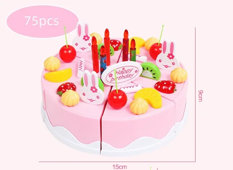 75pcs/set High Quality Can Cut the Birthday cake Dessert biscuit ice cream Candle Play house Interactive Toy baby best gift