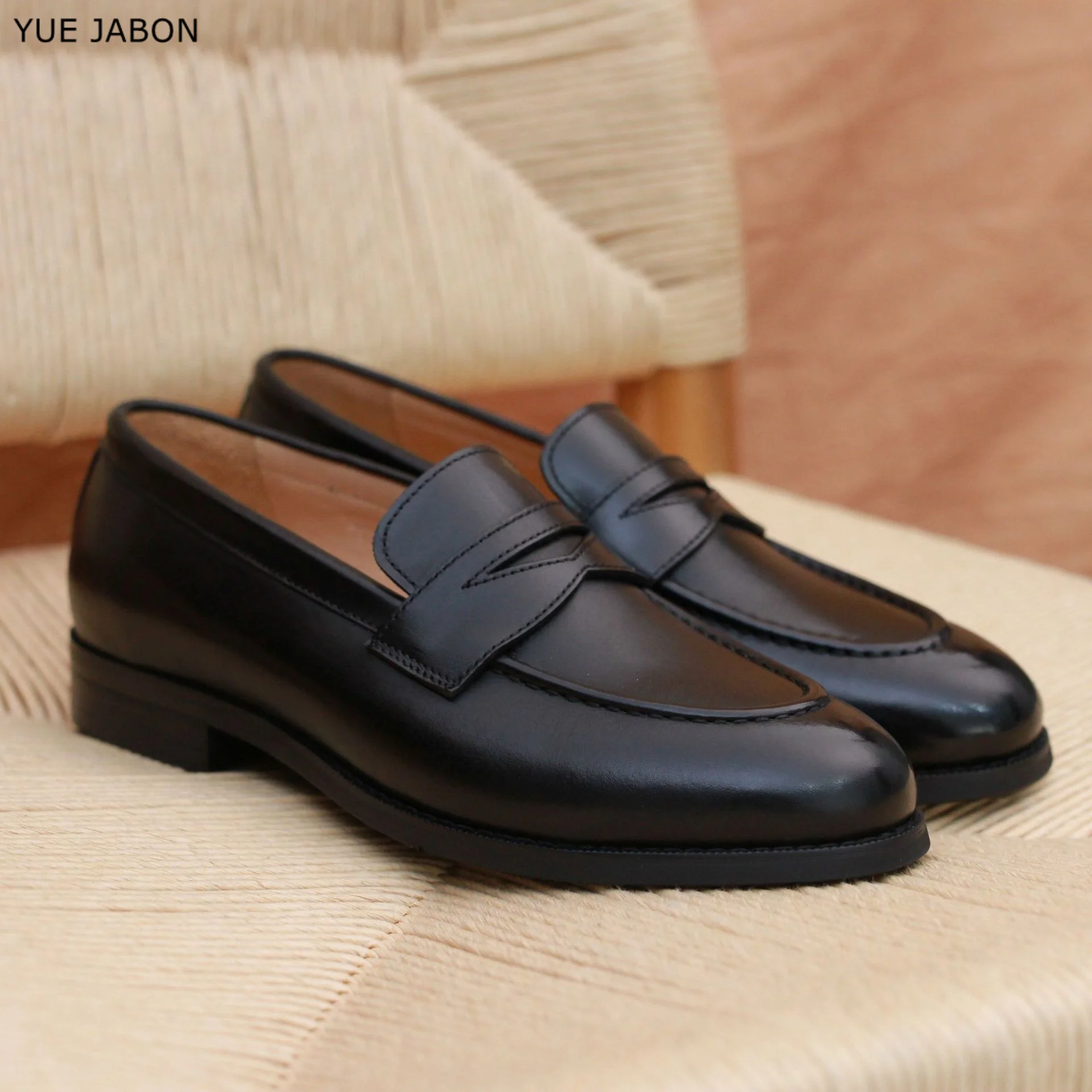 Coffee Luxury Men Penny Loafers Genuine Leather Slip On Black Casual Business Dress Shoes Mens Wedding Party Office Fashion Shoe