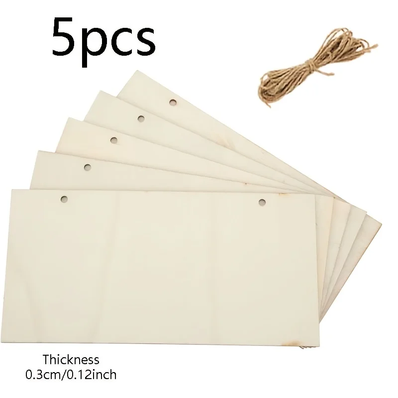 5PCS Rustic Rectangular Timber Plaques Twine Artisan Bespoke Wood Wooden Boards Farmhouse Wall Tapestry Nuptial Perfect Gift