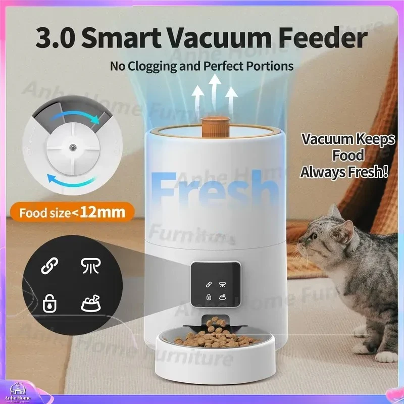 Automatic Vacuum Cat Feeder 9L Smart Pet Food Dispenser with App Control Timer Freshness Lock Lid for Cats Dogs 10 Meals