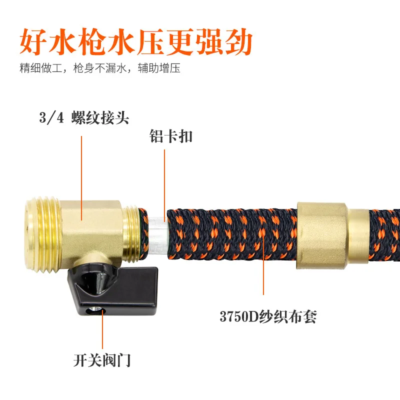 Retractable water pipe for garden watering, multi-functional nozzle magic hose car wash water gun telescopic water pipe