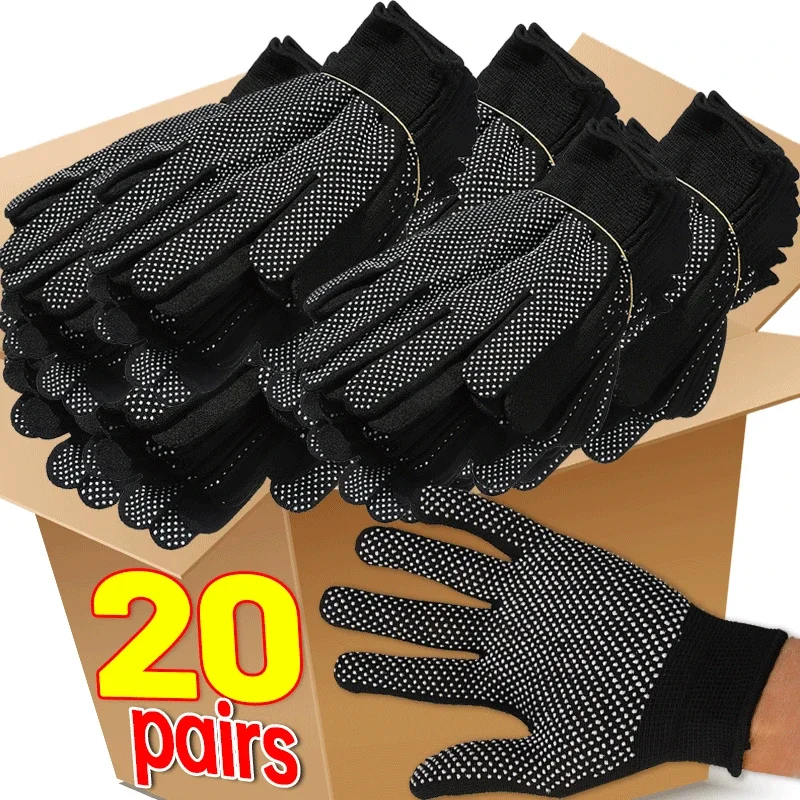 20Pairs Anti-slip Wear Resistant Nylon Full Finger Gloves Garden Work Gloves for Women Men Anti-UV Outdoor Cycling Gloves Mitten