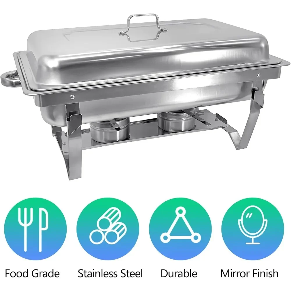 Chafing Dish Buffet Set (9/7Pack) Chafers 8QT Buffet Servers and Warmers, Chaffing Servers with Covers, Catering, Chafer