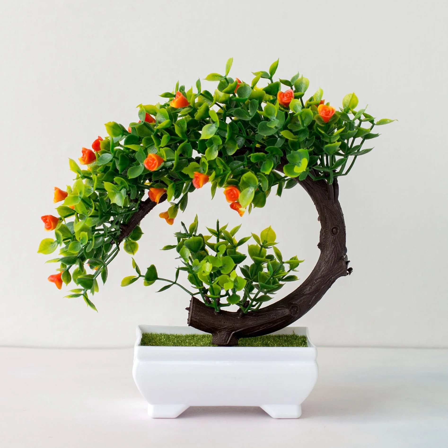 1 Stücke Grüne Künstliche Pflanzen Bonsai Kunststoff Baum Gefälschte Blume für Zuhause Schlafzimmer Dekor Tisch Garten Dekoration Outdoor Ornament – Detail 9
