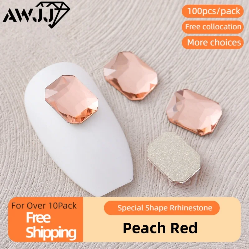 100pcs Easy to Apply Peach colored Nail Diamonds Perfect for DIY Precision Cutting Nail Art Rhinestone Eco-Friendly & Safe