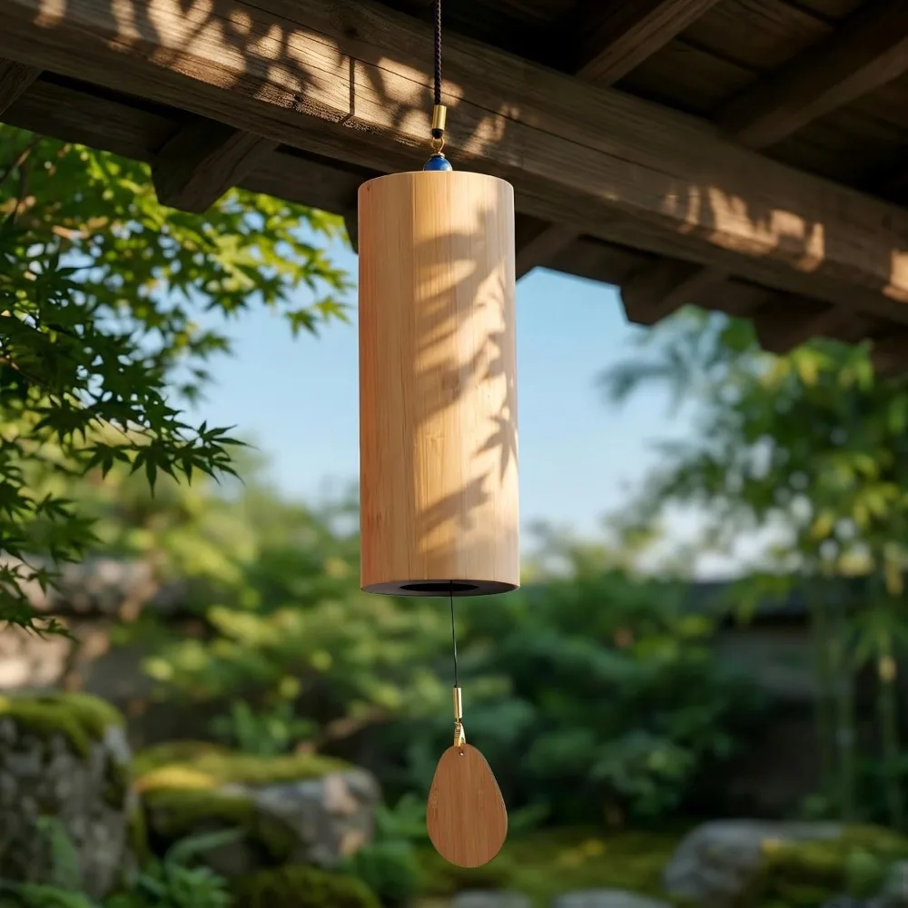 

Deep Tone Bamboo Wind Chimes Natural Relaxing Sound Outdoor Garden Patio Hanging Wind Bell Balcony Home Decor