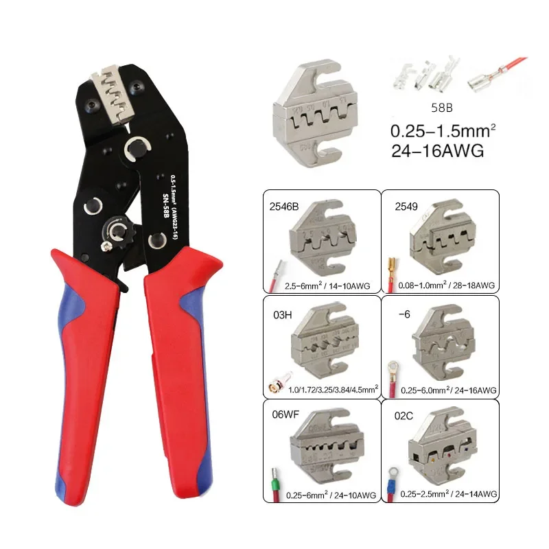 SN-2546B/06WF/03H/06/02C Crimping Pliers for Bare Terminals Insulated Terminal Tubular Terminal Coax Connector