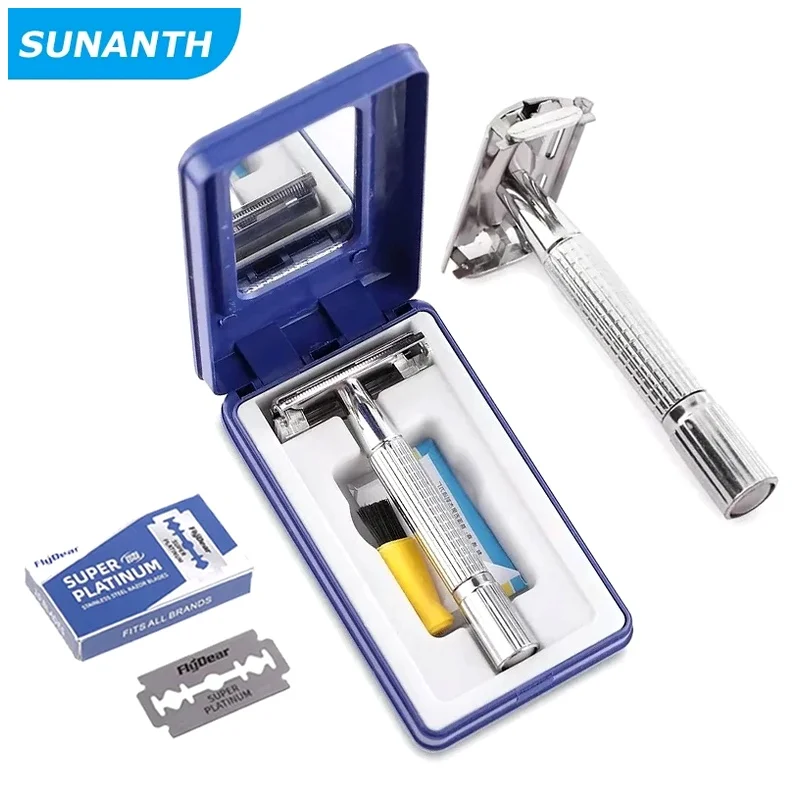 Double Edge Safety Razor For Men Beard Classic Traditional Shaving Razor Set for Barber Styling Accessories Tools