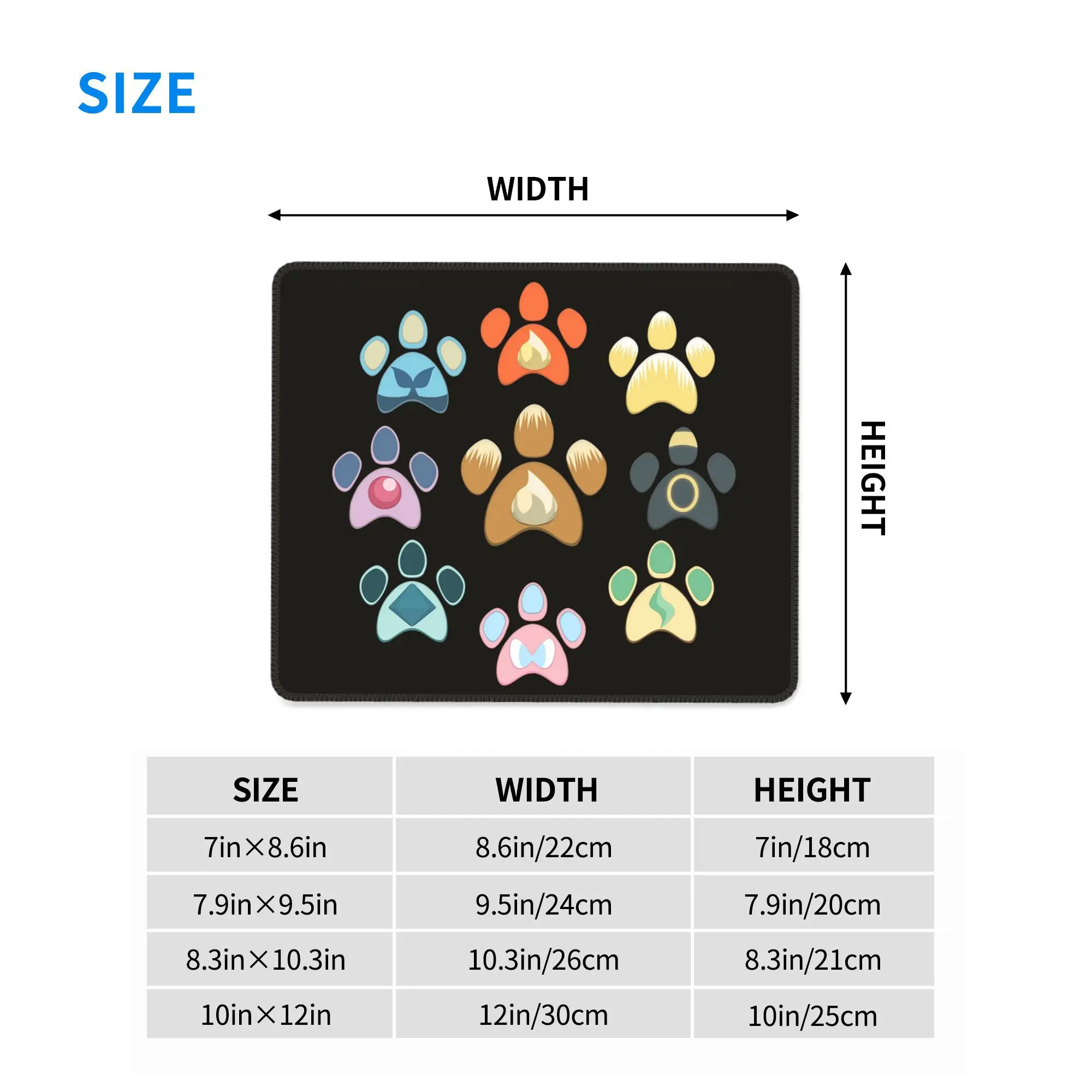 Eeveelution Pawprints マウスパッドコンピュータキーボードマウスマットゲーム PC ラップトップデスクマットオフィスアクセサリーテーブルマット