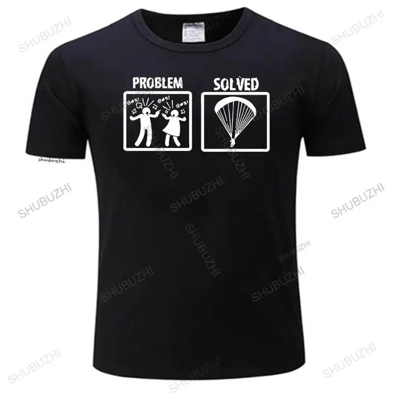 Funny Tees Problem Solved Paragliding T Shirt Paraglider Lover Printing Men's Crewneck Short Sleeve Tshirs Causual Man T-Shirt