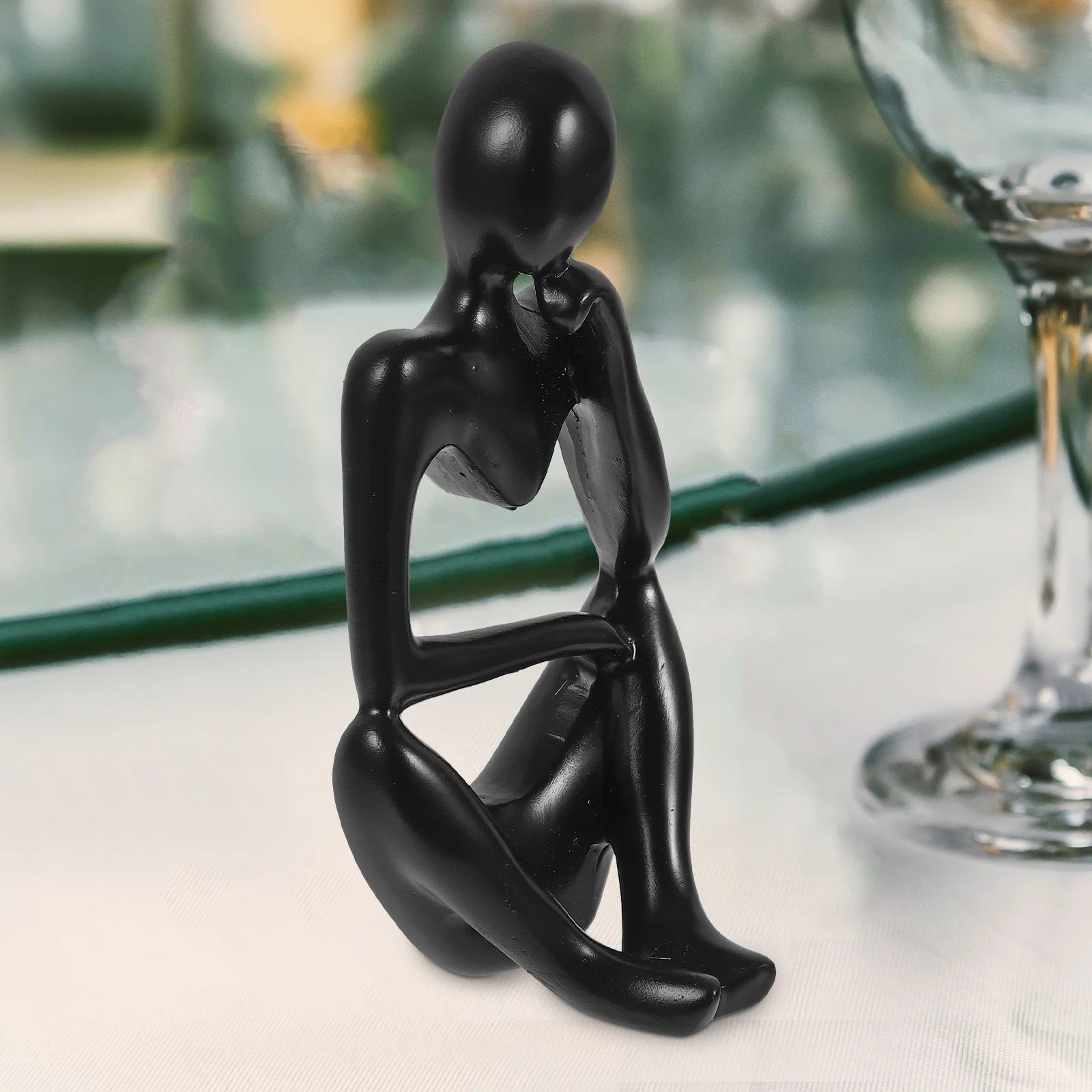 

Abstract Thinker Resin Statue Modern Desktop Ornament Art Sculpture Shelf Decor for Office Living Room Study Decoration