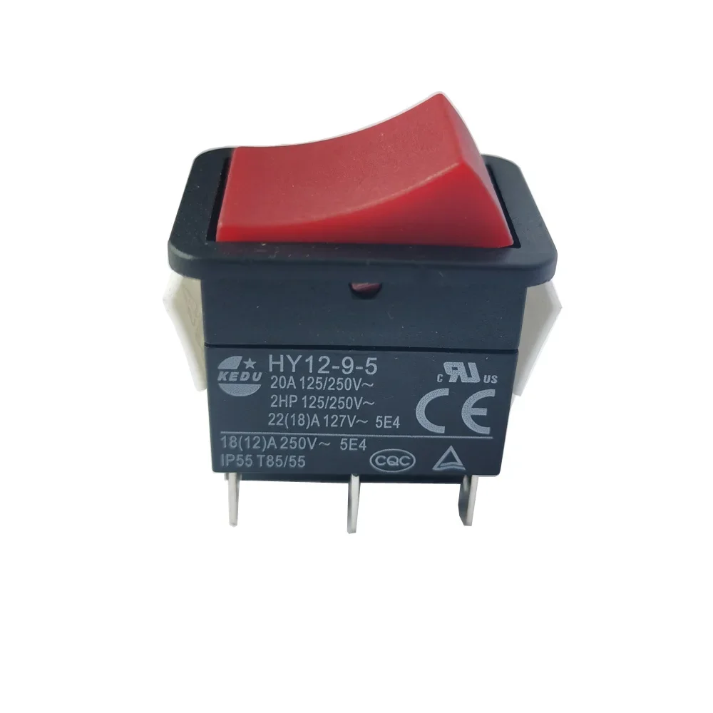 2Pcs KEDU HY12-9-5 6 Pins 20A 125/250V 2HP Industrial On Off On Electric Pushbutton Switch for Power Tools