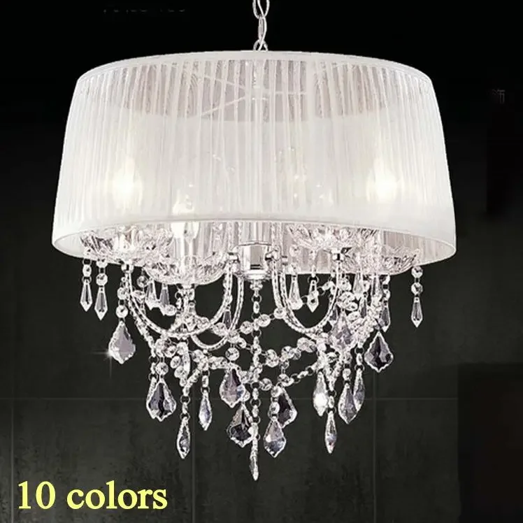 

Free Shipping E14 Led Crystal Pendants For 11 Color Lampshade 4pcs Holder Shade Luminaire CE 220v Pendientes Chandeliers Bedroom