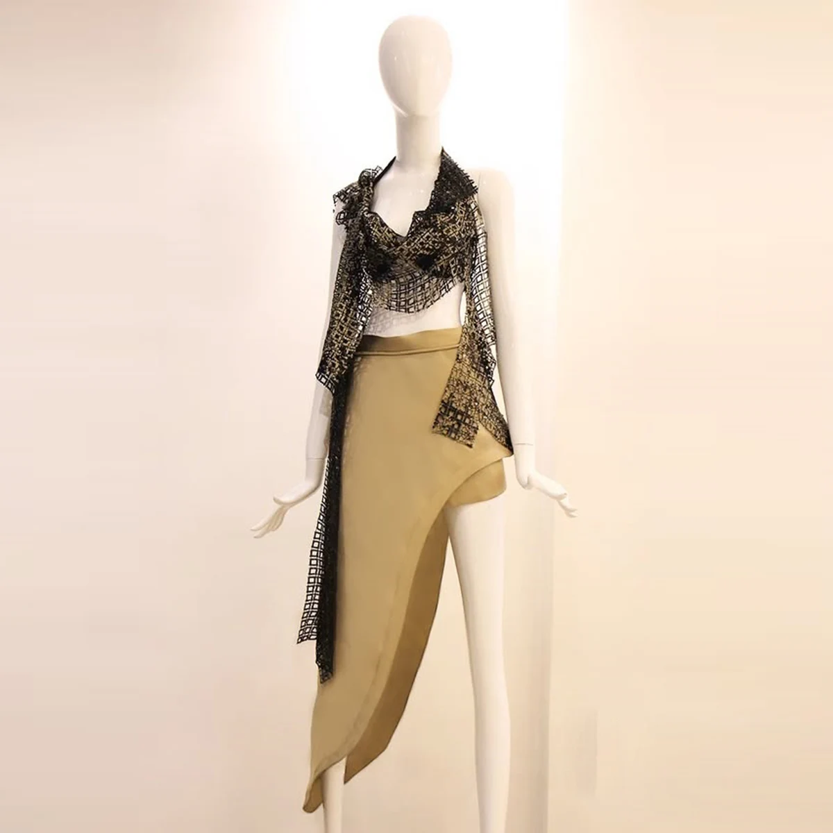 

Атласная женская юбка цвета шампанского с высокой талией, элегантная женская официальная одежда с высоким разрезом, сексуальная длинная юбка, индивидуальный цвет, размер