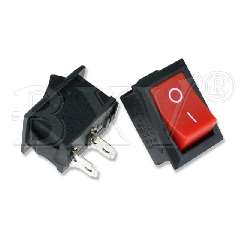 10PCS Power Switch KCD01-117S 15x21 KCD01 15*21mm 2Pin Black Red Whit ON/OFF SPST Panel Mount Rocker Switch AC 6A/250V 10A/125V